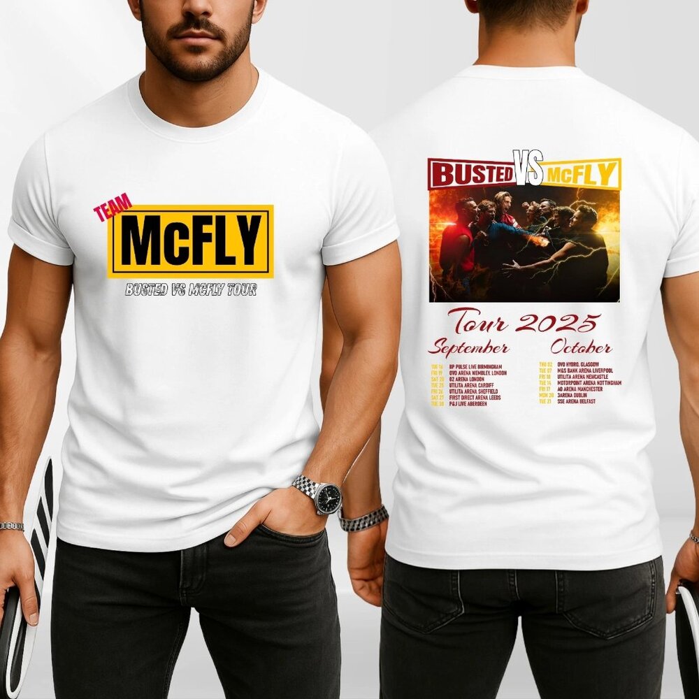 McFly vs Busted Tour 2025 T-Shirt Team McFly Band 98